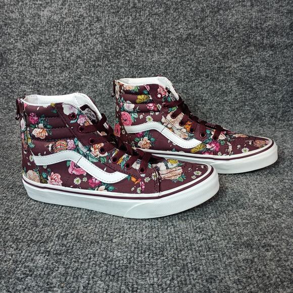 Vans Shoes - Vans Sk8 Hi Women Size 5 Floral Burgundy Lace Up Sneakers Cottage